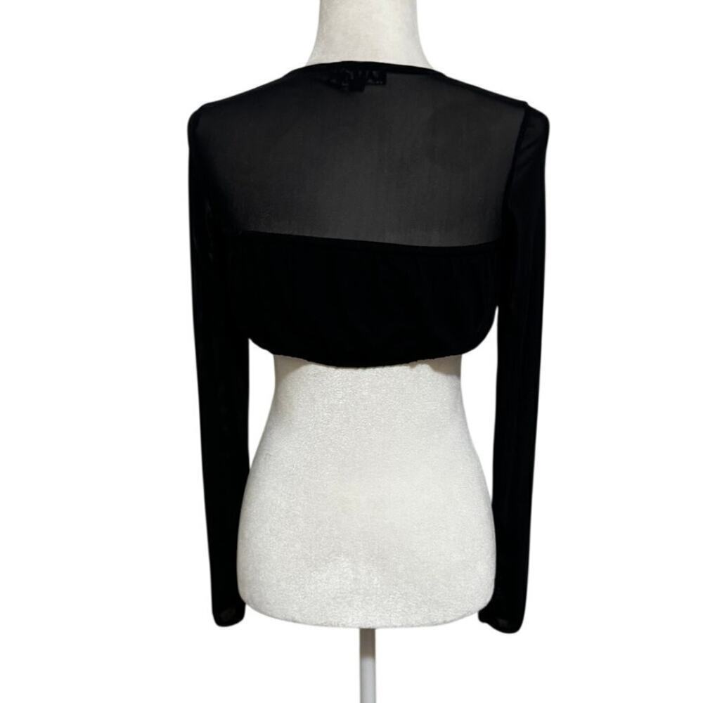 I.AM.GIA Anya Black Cutout Mesh Long Sleeve Crop Top Size Small Y2K Clubwear - Picture 4 of 7